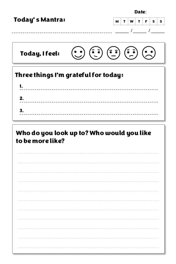 gratitude journal for teens - sample page 2