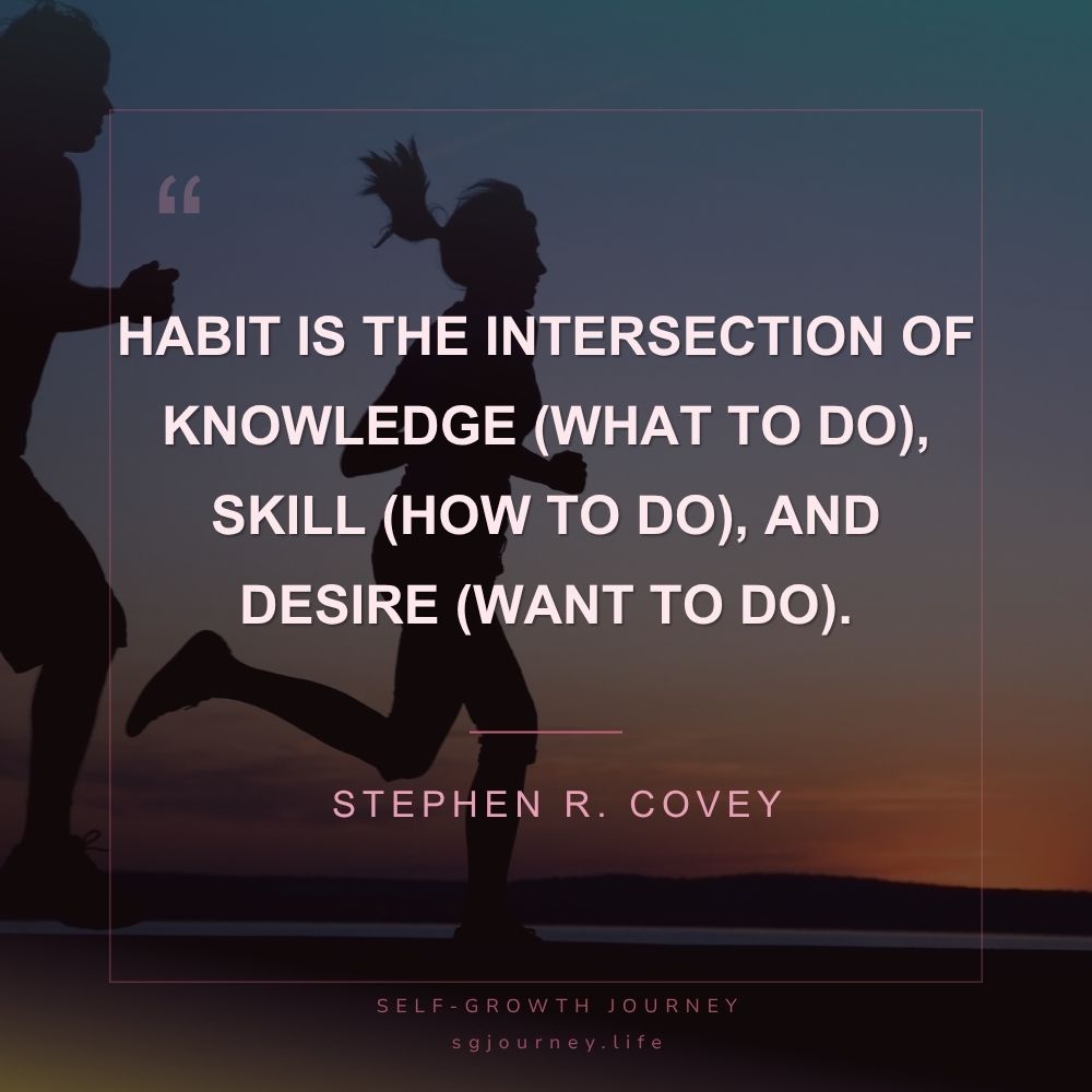 Habit is the intersection of knowledge (what to do), skill (how to do), and desire (want to do).